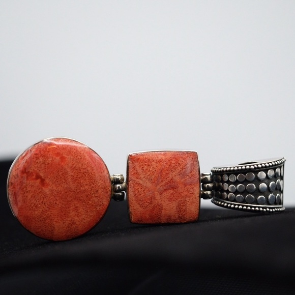 Vintage Sterling Silver Large Coral Pendant BOHEMIAN INSPIRED 🙌🏻✨⏰💭🤝⌛️ - Picture 1 of 16